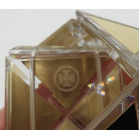 Tory Burch‎ Gold Tone Lucite Geometric Cuff Bracelet Women Wide Statement Logo - Picture 5 of 11